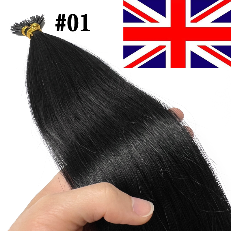 100% 인간의 머리카락 확장 팁 레미 나노 링 마이크로 비즈 더블 그려진 가발 01 제트 블랙 리얼 헤어 익스텐션 0.8G
